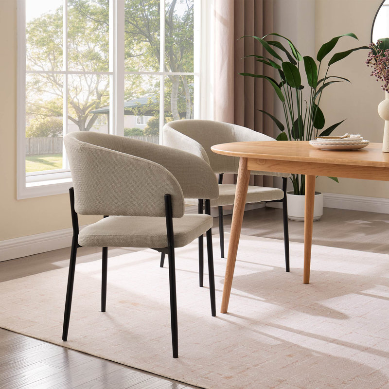 Oxford Upholstered Dining Chairs Set, Black, Cream