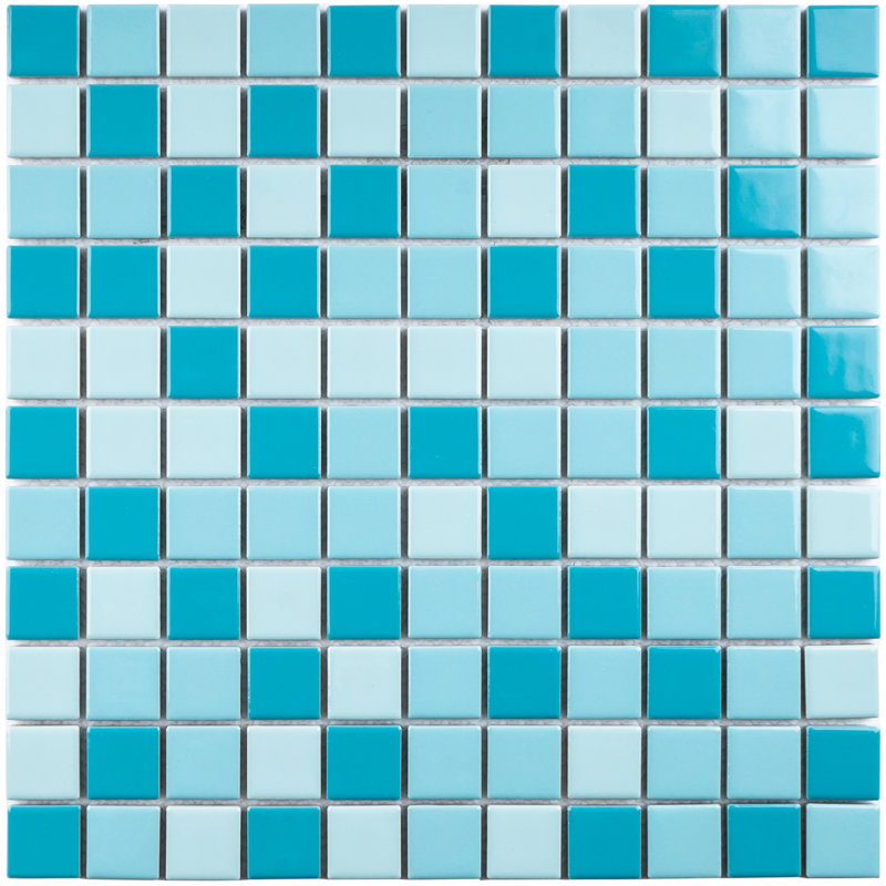 Carreau de mosaïque en porcelaine pour mur et plancher Tropical Night 0,98 "x 0,98", Bleu aquas