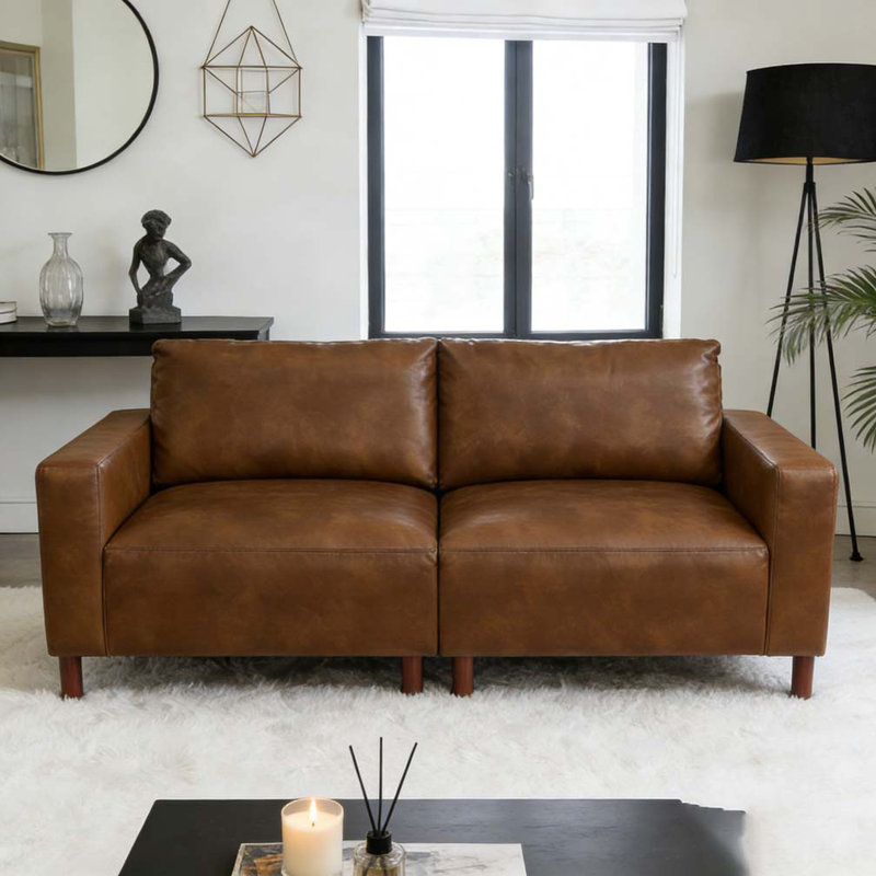 Grand canapé 78,5 po en similicuir PU, 2, Brun