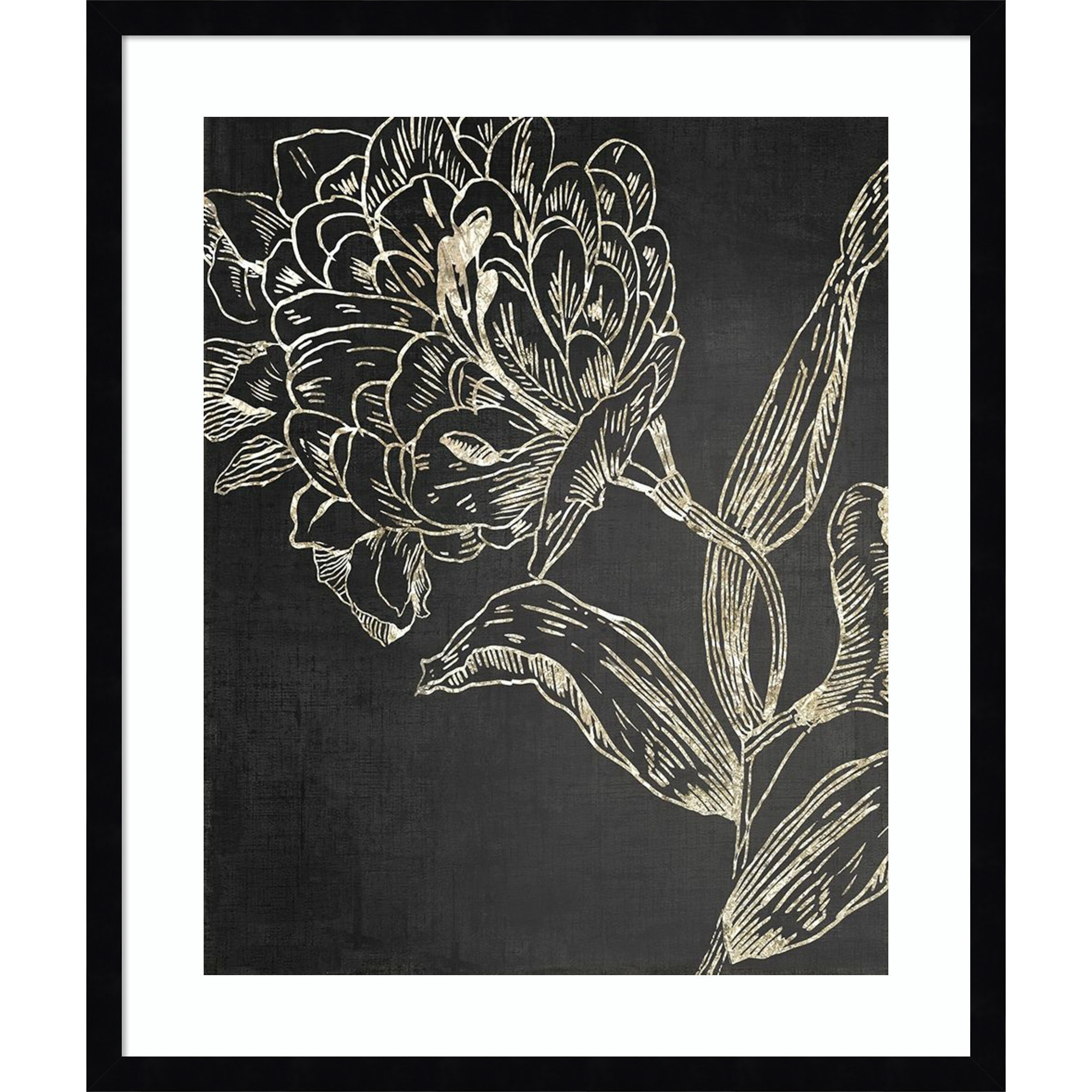 Golden Flower Folklore II by Asia Jensen, Black, 25.25" H x 21.25" W