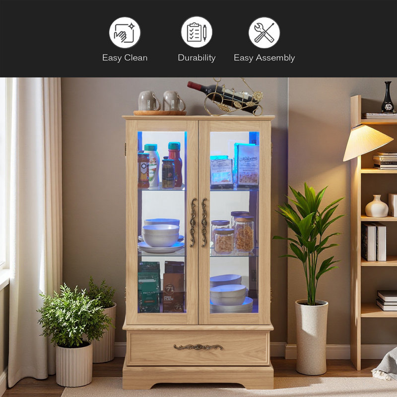 Vitrine lumineuse en verre avec tablettes réglables
