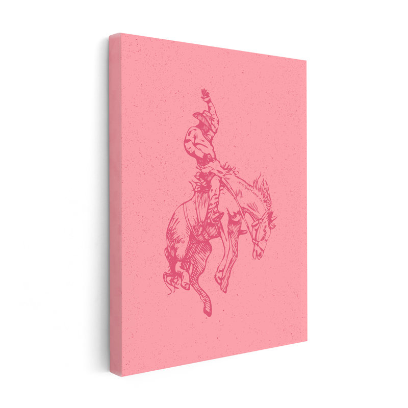Cheval de cowboy rose, Unframed, Canvas, 16"H x 20"W
