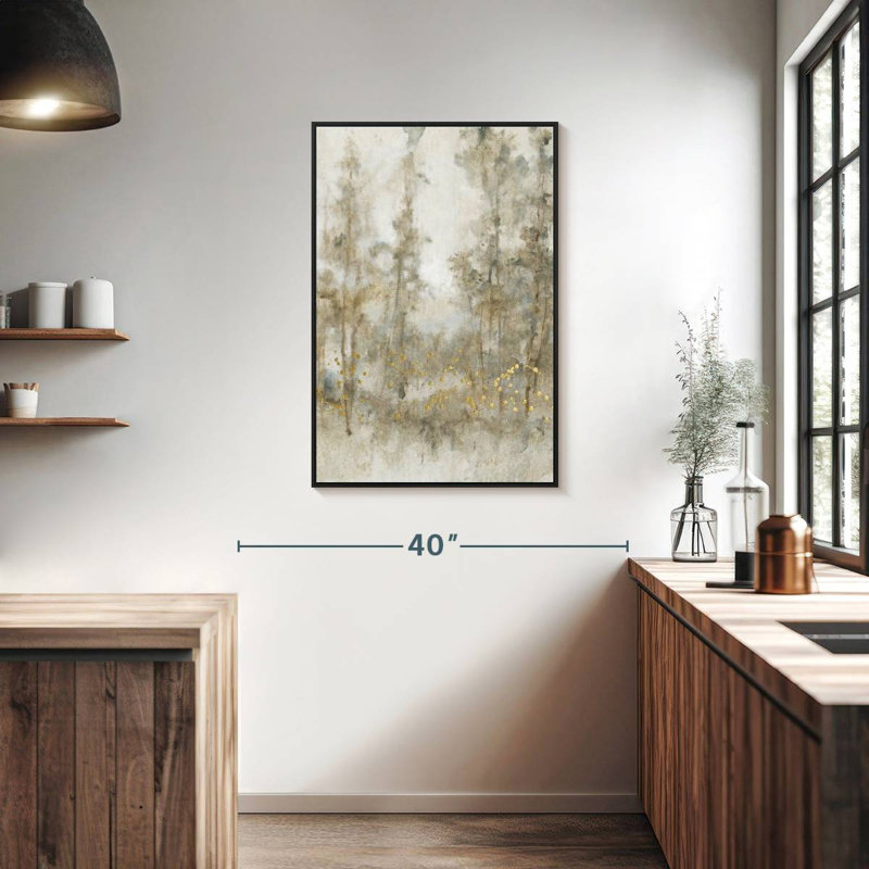 Fourré d'arbres II, 25 po x 37 po, Cadre flottant noir
