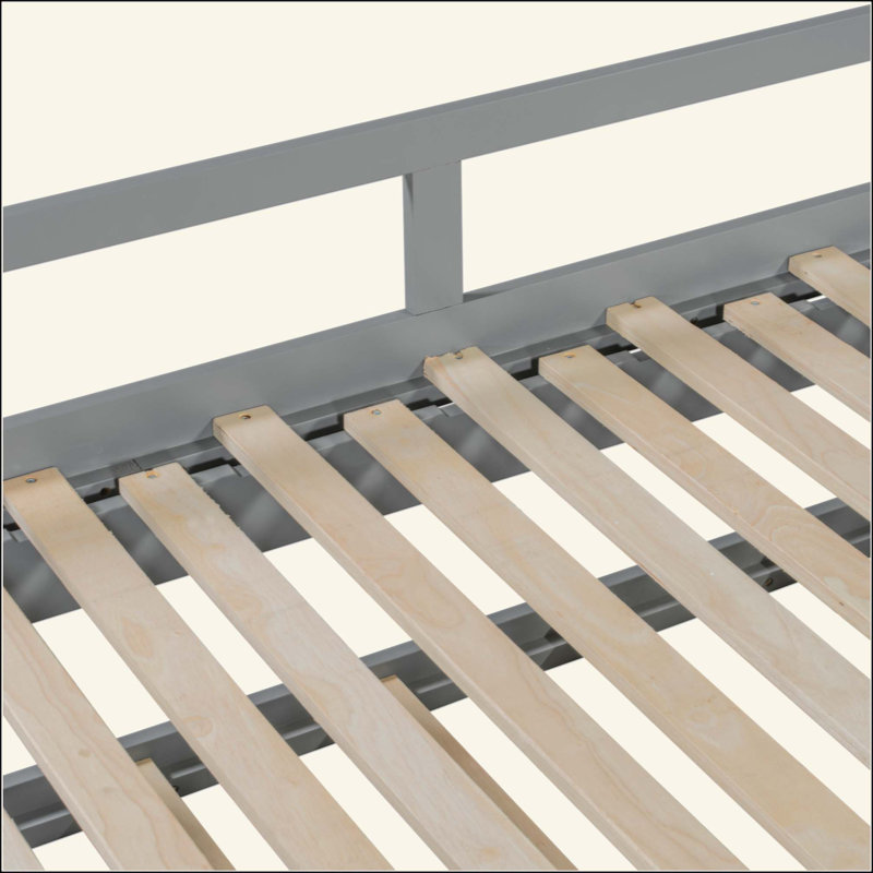 Lit de jour extensible avec couchette, lit de jour en bois avec couchette, Gris