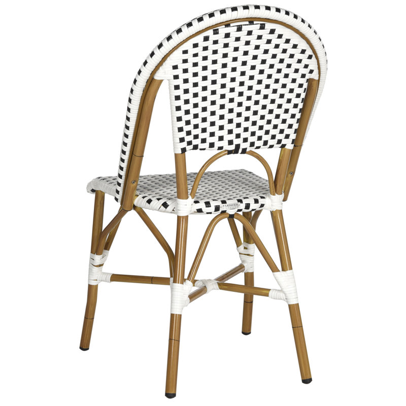 Salcha 35" Black and White Wicker Side Chair Set