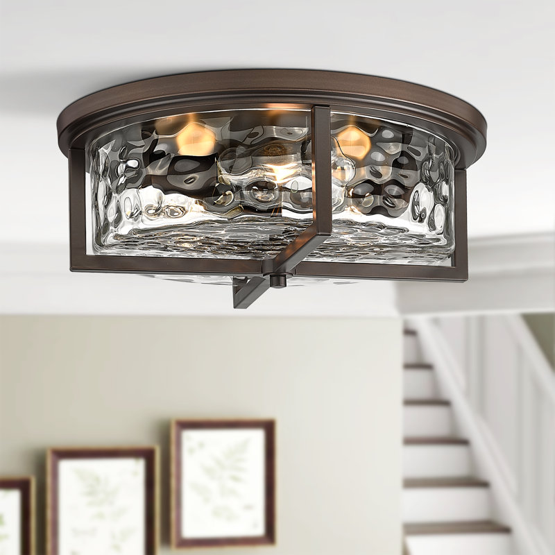 Large 16" D Industrial Flush Mount Ceiling Light, Large 3-Light Farmhouse Close To Ceiling Lights For Hallway, Kitchen, Bathroom, Dining Room (Oil Rubbed Bronze)