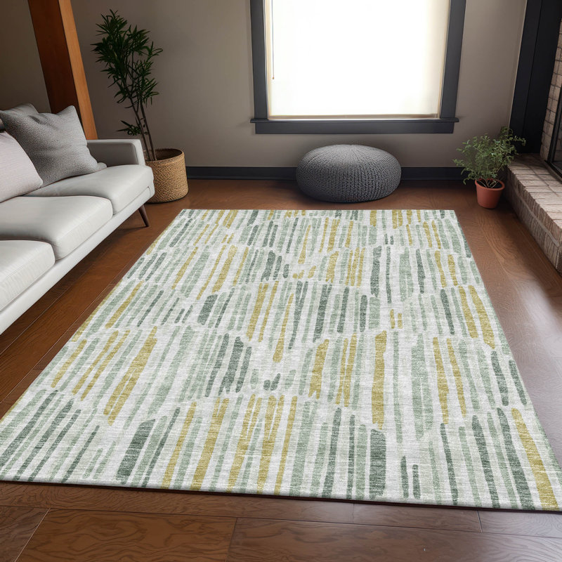 Neysa Washable Striped Indoor / Outdoor Rug, Rectangle 10' x 14'