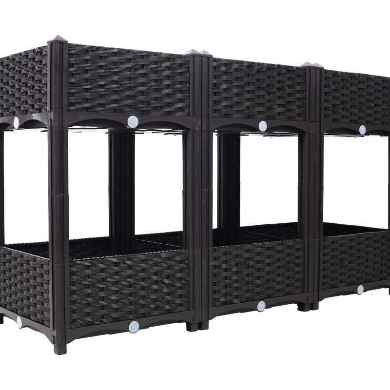 Lit de jardin surélevé en polypropylène brun avec drainage 47,2 po x 15,7 po x 27,7 po, idéal pour les légumes, les fleurs et les plantes