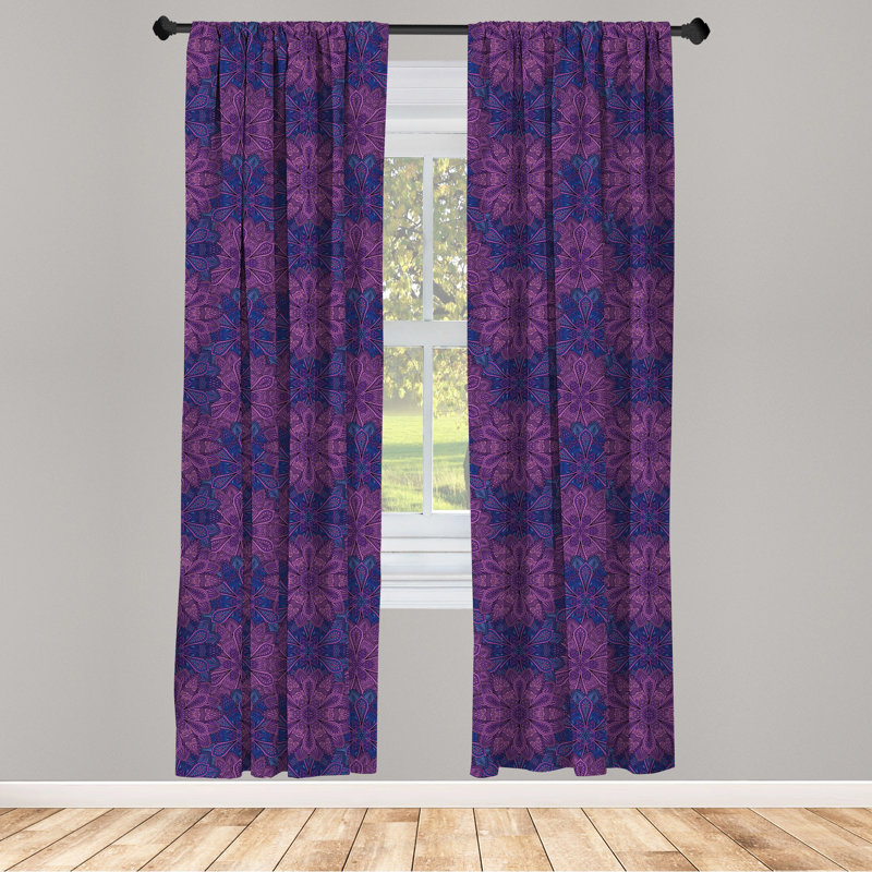 Flower Semi-Sheer Rod Pocket Curtain Panels, 28" x 95"