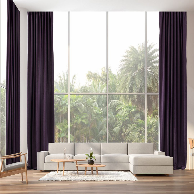 Room Darkening Single Curtain Panel, 130cm Width x 295cm Drop, Purple