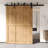 Ceiling Mount Classic Design Double Track Bypass Two Door Hardware Kit (Door Not Included)-86182371