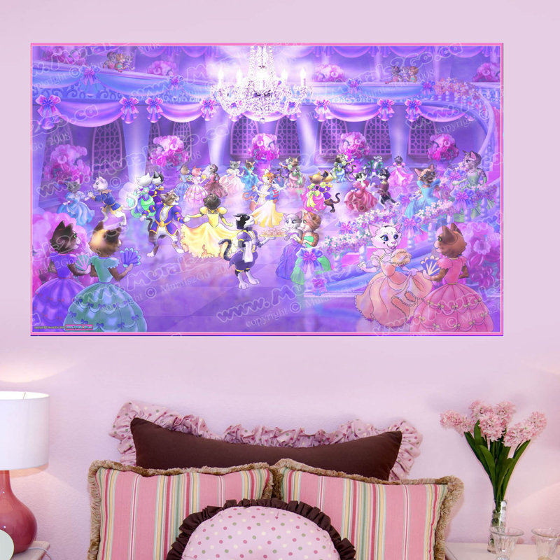 Adhésif décoratif princesse chats, H 30 po x l 48 po