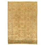 Hand Knotted Wool Area Rug in Cream And Green