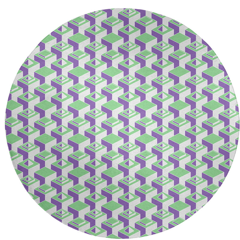 Chenille Geometric Indoor Rug, Round 5'