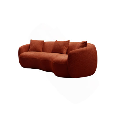 Canapé courbé de style Mid-Century, canapé en tissu Boucle pour chambre à coucher, bureau, appartement, orange
