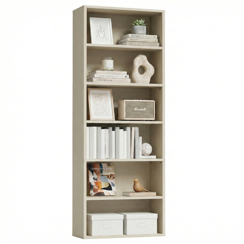 Bibliothèque standard de 27,95 pouces de large, tablette de rangement robuste pour l'espace domestique, Naturel