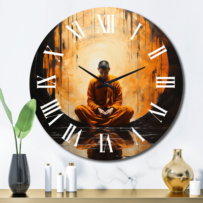 Horloge murale spirituelle Minimalisme, bouddhisme orange II