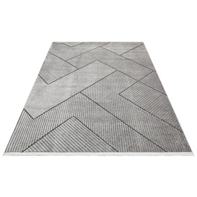 Banu Rectangle Geometric Flokati Indoor / Outdoor