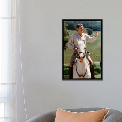 " Photo Of President Ronald Reagan On Horseback " Color Photography