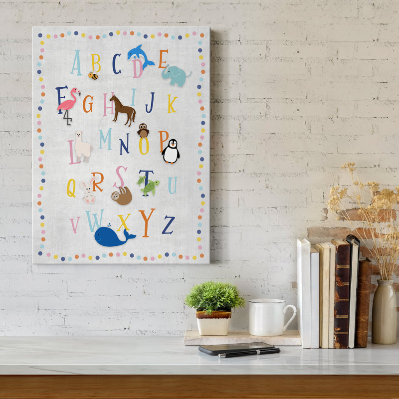 Animal Alphabet - reproduction d'art textuel sur toile tendue, H 36 po x l 24 po