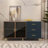 Modern Sideboard Buffet Cabinet with Marble Top & Amber Glass Doors – Storage Cabinet with Gold Legs & Handles-1730081295-1720102797