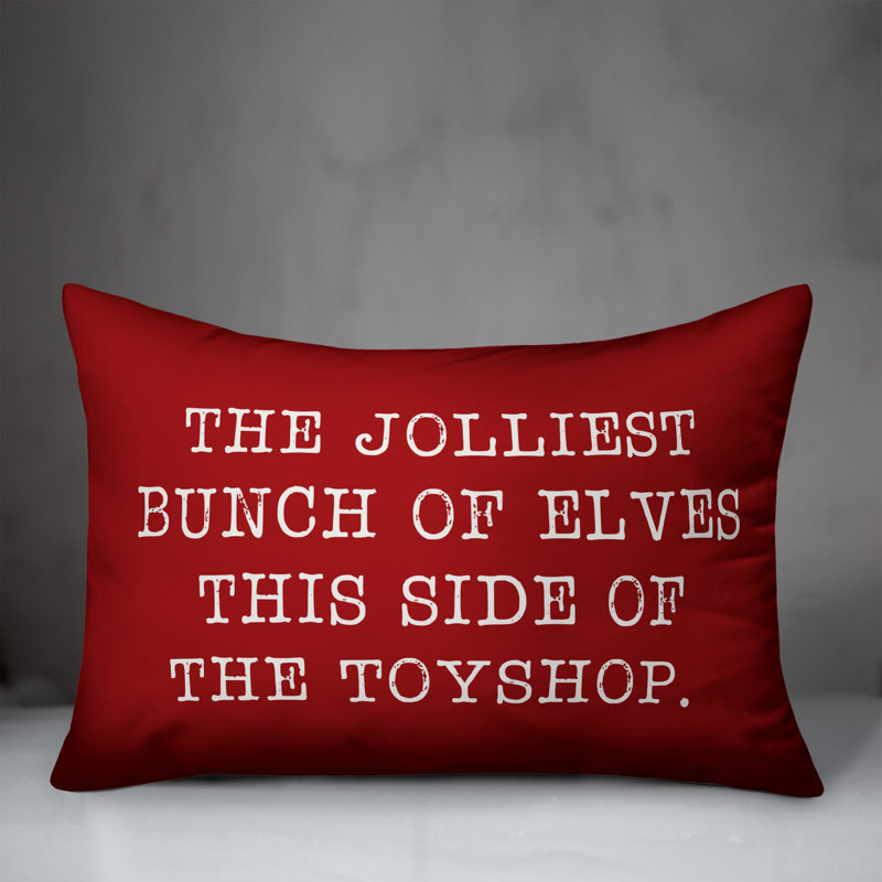  Housse de coussin lombaire Jollmost Bunch of Elves, Rouge, Polyester/ Bourre en polyester
