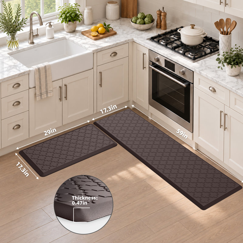 Tapis de cuisine antidérapant, Tapis de couloir 17,3 po x 30 po + 17,3 po x 59 po, Mélange de bruns