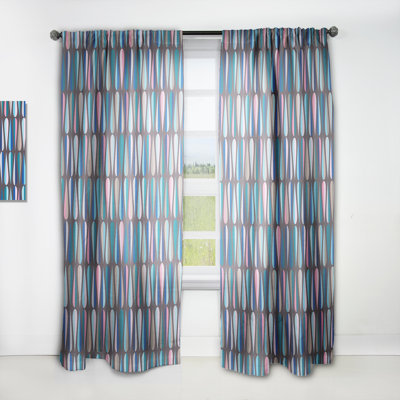 Retro Abstract Drops V - Mid-Century Curtain - Velvet Room darkening - 1 panel