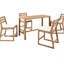 Patio rustique en bois 5 pièces avec assise confortable, résistant aux égratignures et à la décoloration