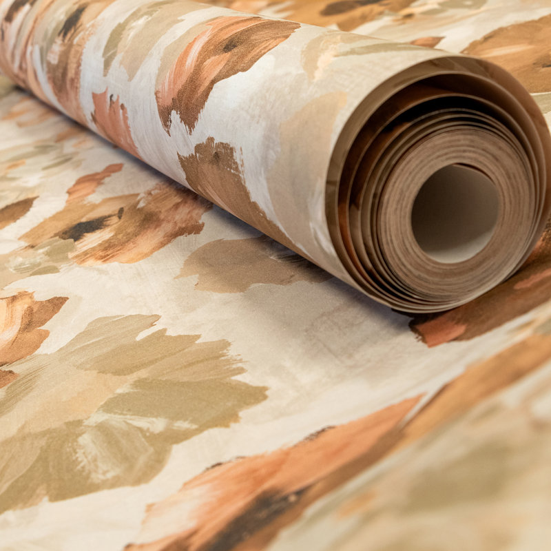 Julie Feels Home Collection Glitter/Shimmer Large Paeonia Flowers Wallpaper Roll, Mandarine Beige