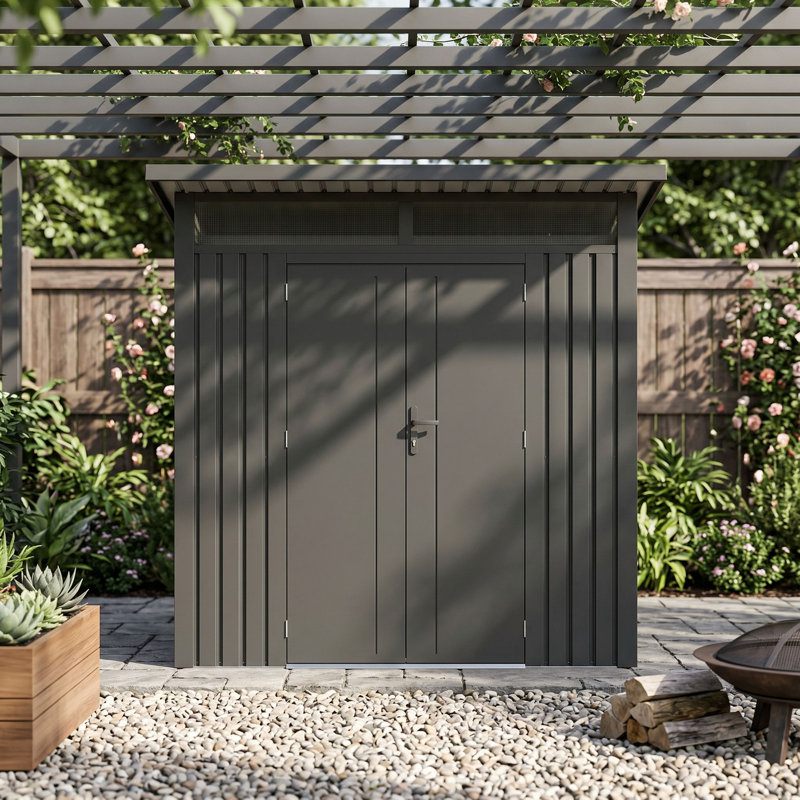 Abri de jardin en métal robuste et résistant au vent, modèle Penguin Arvada, 2,25 m x 1,86 m (Gazebo Penguin Arvada) - Gris foncé