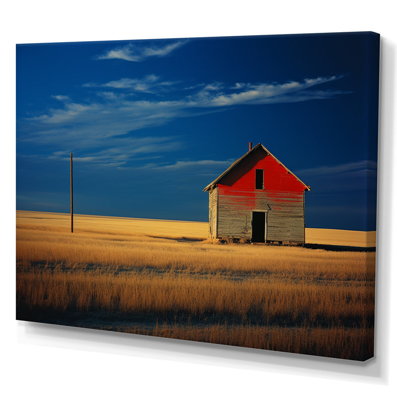 Minimalisme jaune et bleu campagnard côté campagne sur toile, H 24 po x l 32 po x P 1 po, Toile tendue