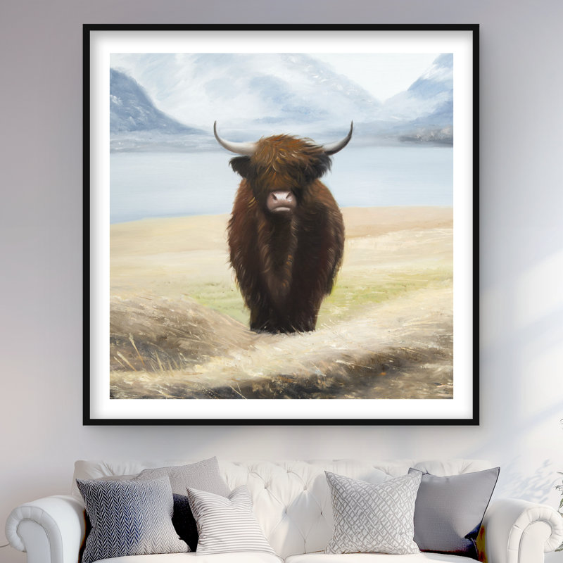 Highland Cow - Farmhouse White Framed Matted Print Decor