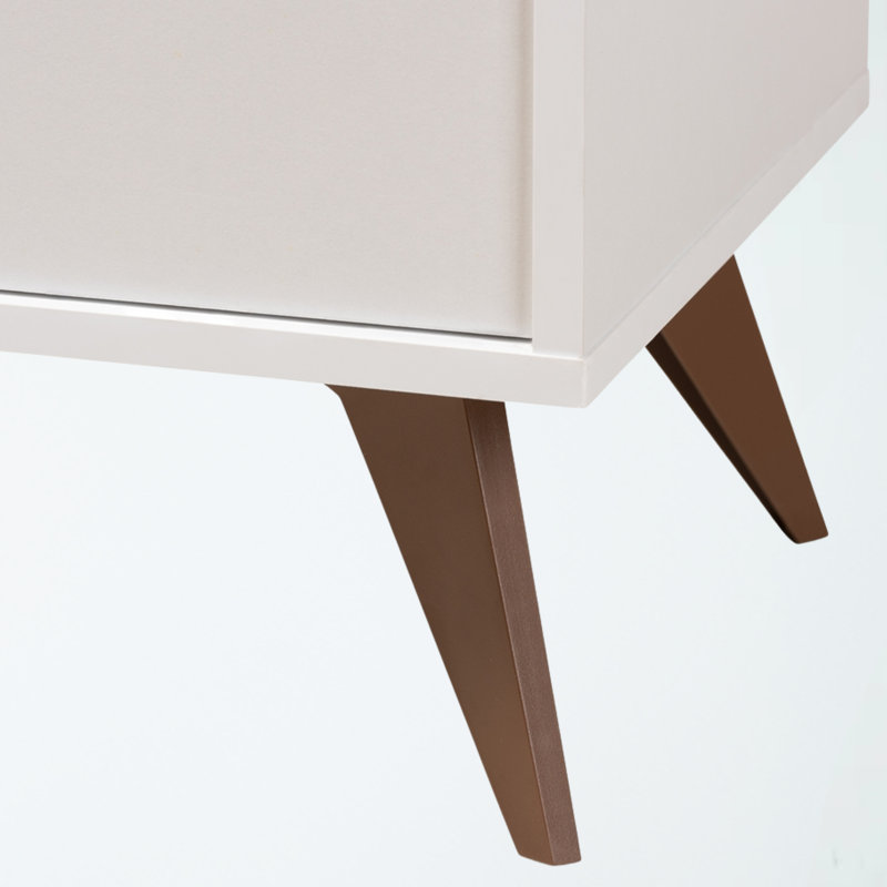 Armoire de bar Reedley moderne de style Mid-Century blanc avec porte-bouteilles, H 65,99 po x l 27,80 po x P 13,24 po, Blanc