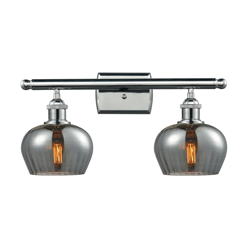 Éclairage de salle de bain à intensité variable 2 lumières Patrina, Transparent, Chrome poli, Ampoule DEL 6 watts Vinage
