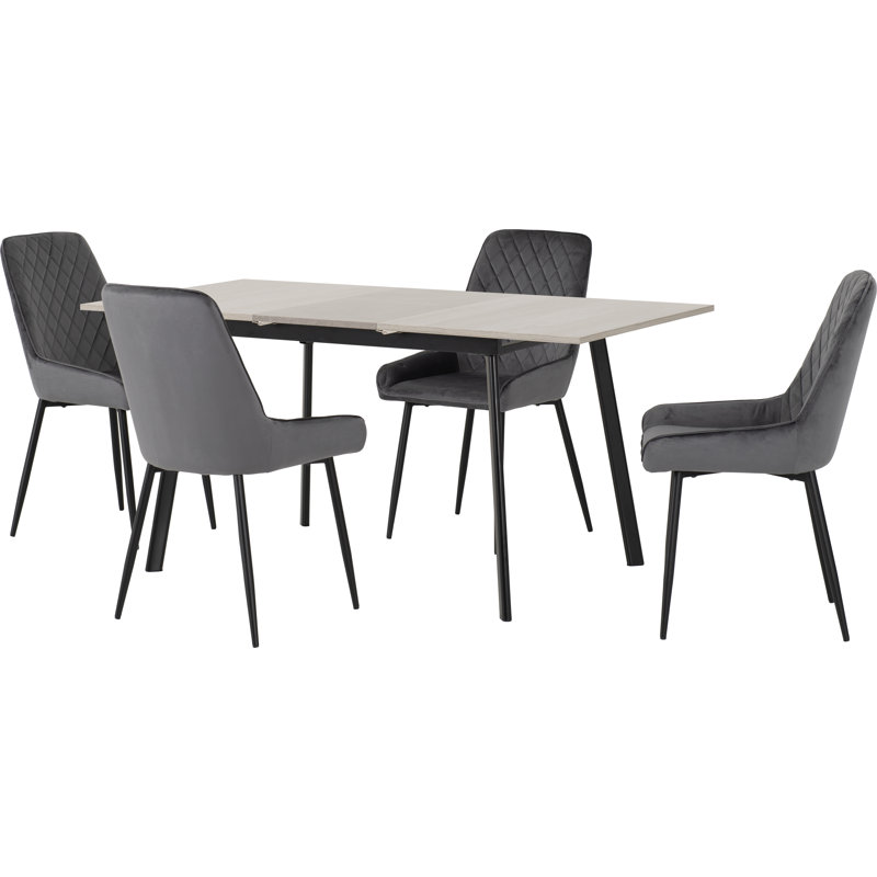 Raffaele 4 - Person Butterfly Leaf Dining Set, Grey/Black