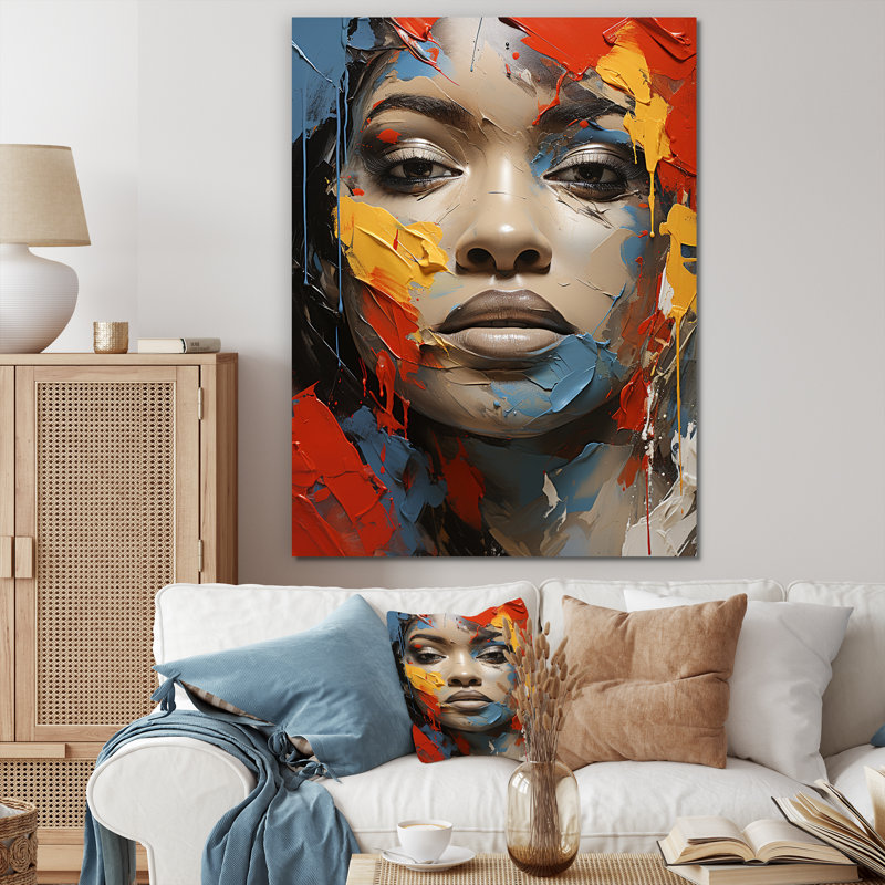 «Paint Collage African Woman», reproduction sur toile afro-américaine, H 32 po x l 16 po x P 1 po, Toile tendue