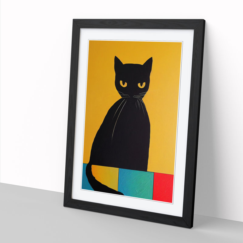 Cat Painting - Picture Frame Print, 64cm H x 46cm W, Walnut Framed