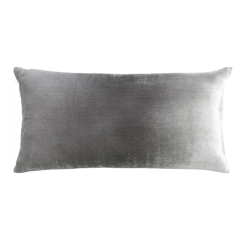 Square Velvet Pillow Cover & Insert, Silver, Rectangle 12"H x 24"W