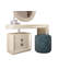 Ensemble coiffeuse en bois massif avec tabouret-395409567