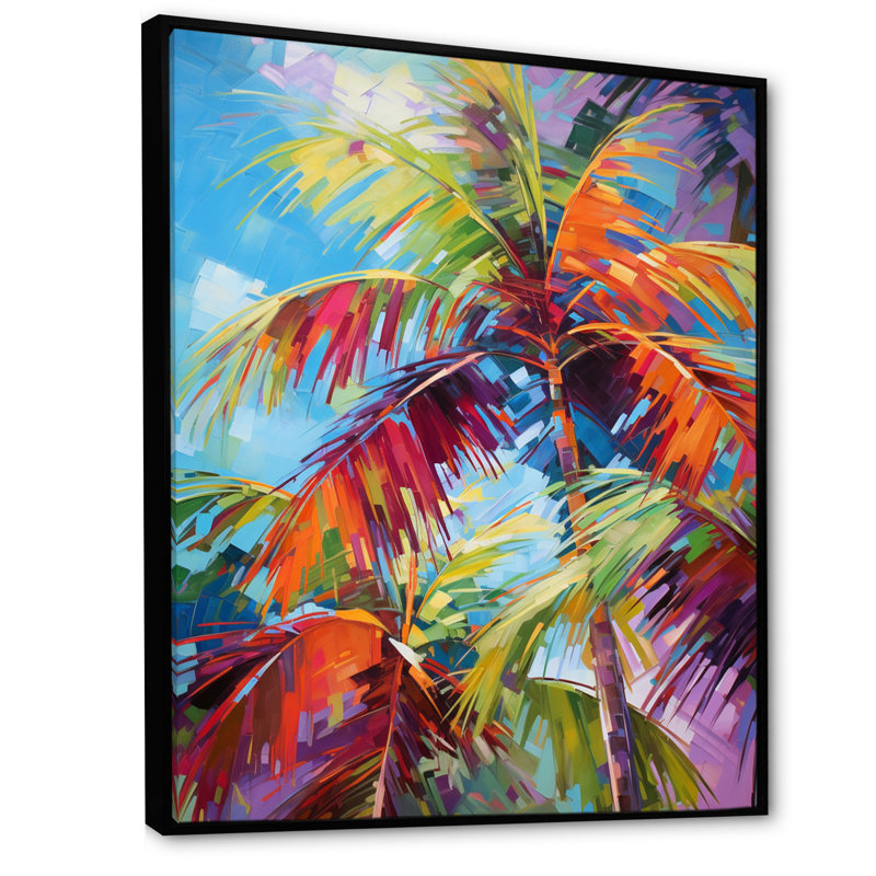 Millart Popart Palm Trees II - Palmiers et palmiers, reproduction d'art encadrée, H 32 po x l 16 po, Noir