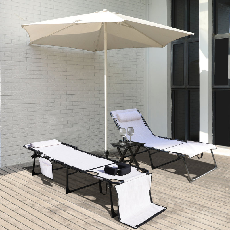 Melbourne Outdoor Metal Chaise Lounge , Cushion Included, Cream