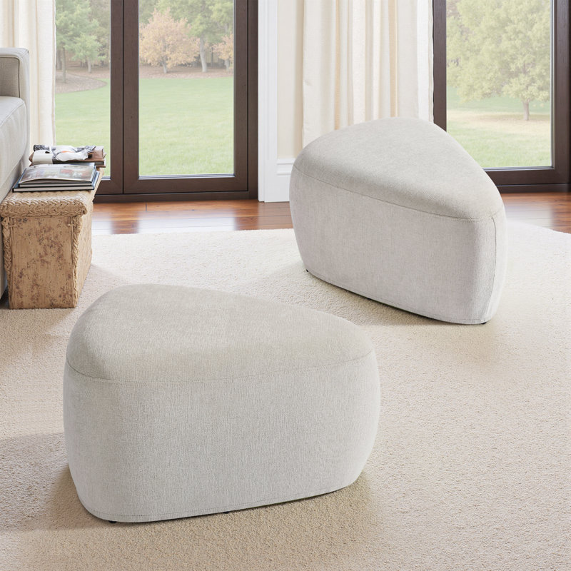 Adna 67.1Cm Wide Triangle Footstool Ottoman, Light Sand