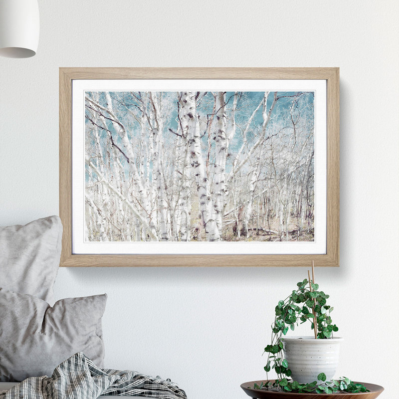 Birch Trees In Utah Painting - Single Picture Frame Print on MDF, 33cm H x 45cm W x 2cm D, Oak