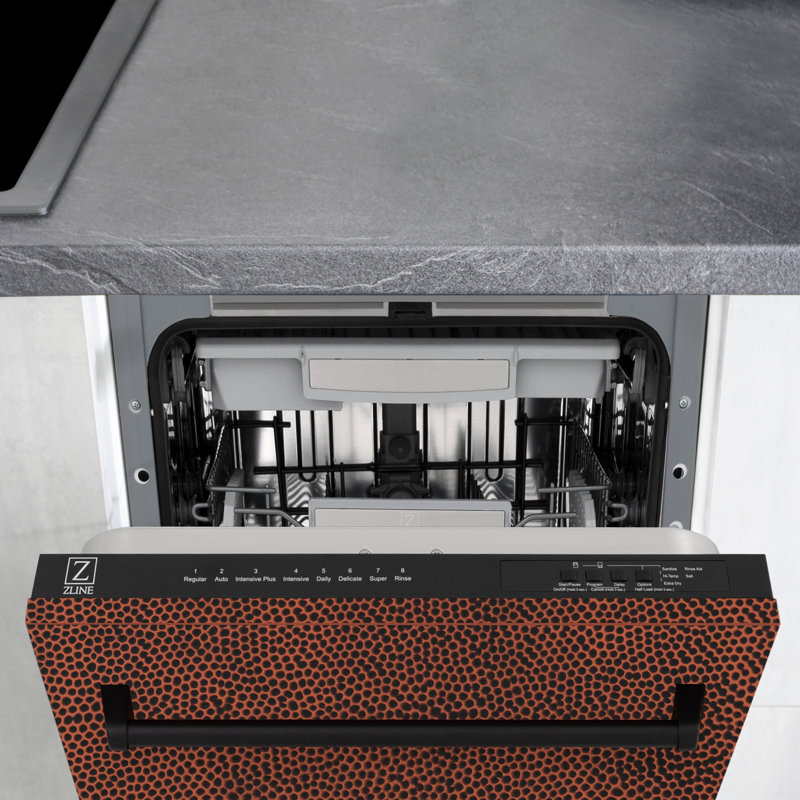 ZLINE 18" Tallac Series 3rd Rack Top Control Dishwasher with Stainless Steel Tub, 51dBa, Hand Hammered Copper