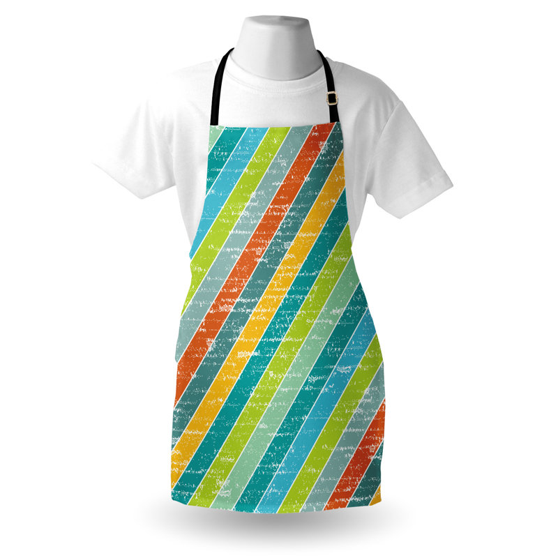 Multicolore, tablier East Urban Home, arc-en-ciel, unisexe, rayures diagonales, taille adulte