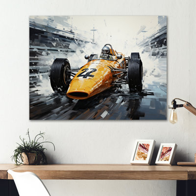 Jaune et noir, Grand Prix de course de Formule 1, art mural en métal sur piste de course MT135824