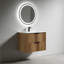 Meuble-lavabo mural 30 po avec panneau cannelé 3D et lavabo intégré en céramique-131097720