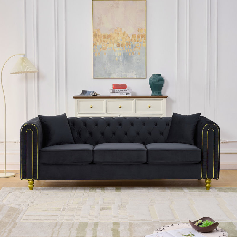 Canapé 86 po 86 po Chesterfield, Black