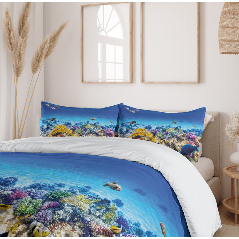 Twin Blue Ocean Scene Kids' Duvet Cover Set